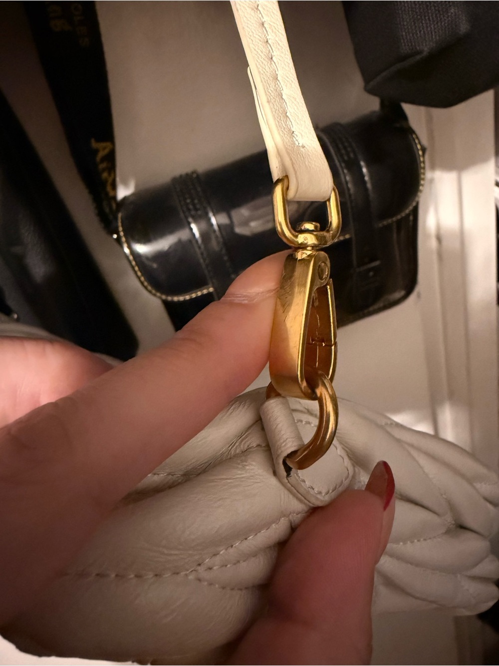 Second Hand Miu Miu Cream Quilted Matelassé Mini hand Bag with Gold Hardware - Picture 9 of 16